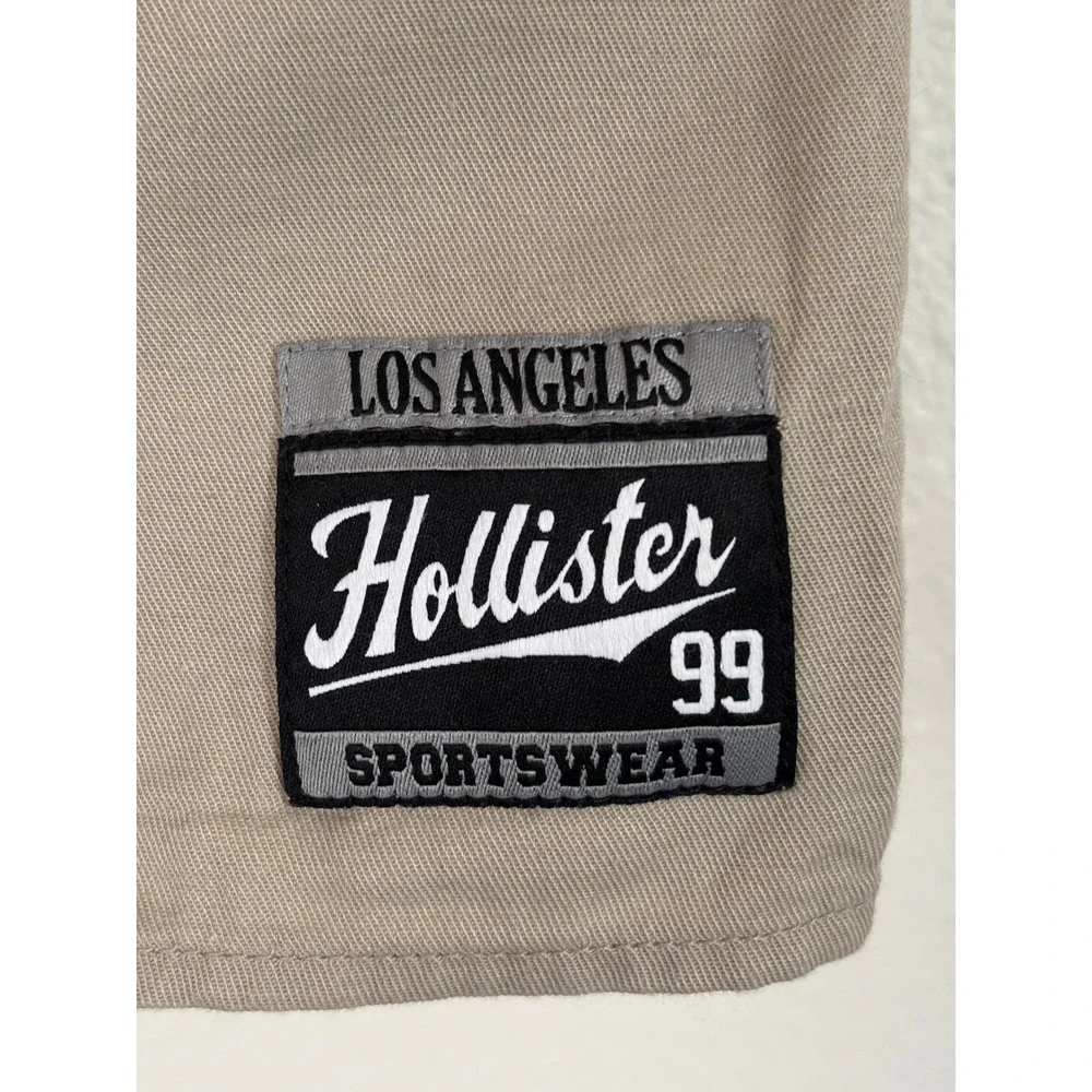Hollister Mens Los Angeles Sportswear Baseball Jersey Shirt Khaki Tan Small - Picture 3 of 6